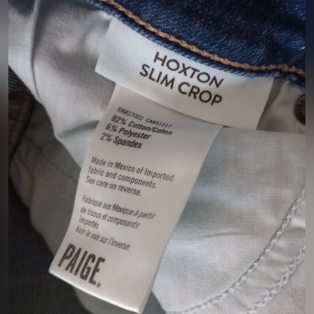 PAIGE DENIM | Hoxton Slim Crop Jeans inCroatia With Frayed Hem Size 31 - Picture 5 of 6